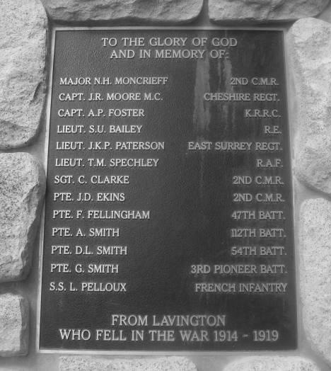 Lavington Cenotaph Plaque 1