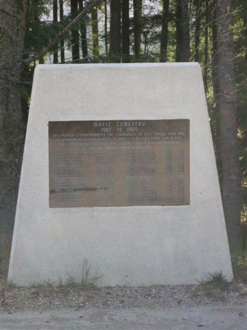 Maple Cemetery Plaque