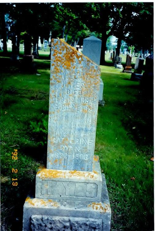  Headstone of William and Catherine Ryan Hayes at Kincardine Cemetery