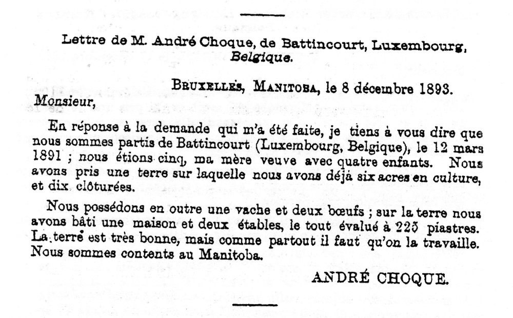 Letter from Andre Choque