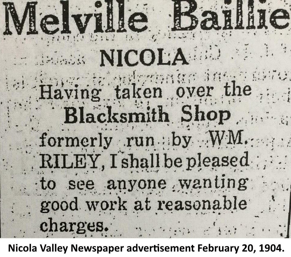 Nicola Valley Newspaper advertisement February 20, 1904.